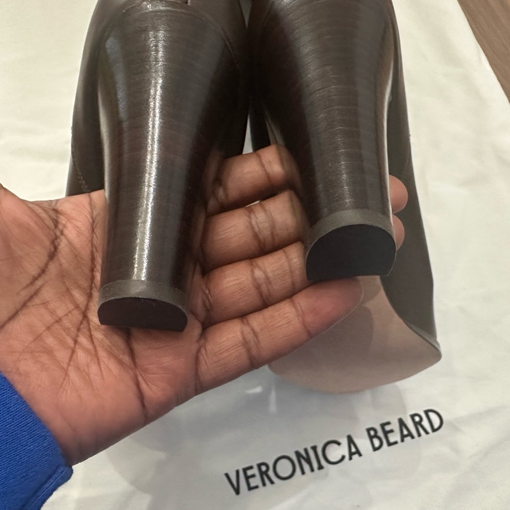 Veronica Beard Vesper Leather Dark Brown Over the Knee Boots - Picture 6 of 9